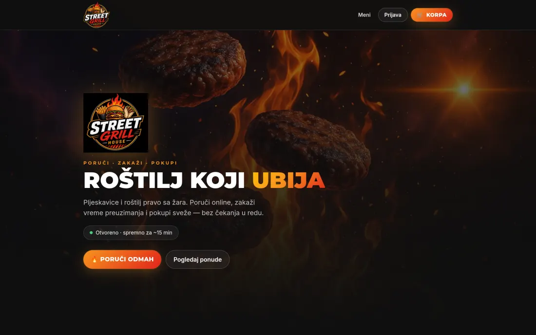 Street Grill House — Order app · FastAPI/Next