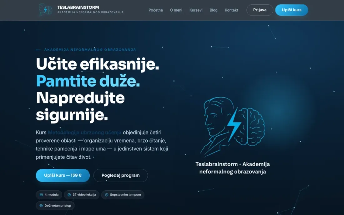 TeslaBrainstorm — Platforma za kurseve