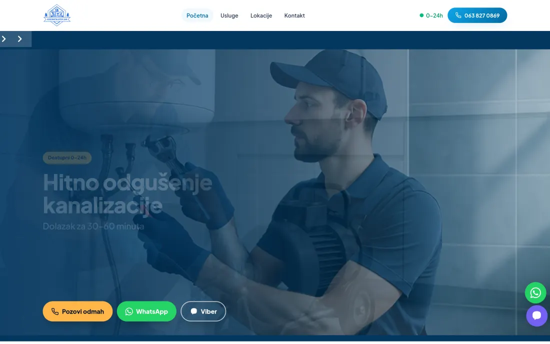 Vodoinstalater 24h — Lokalni SEO